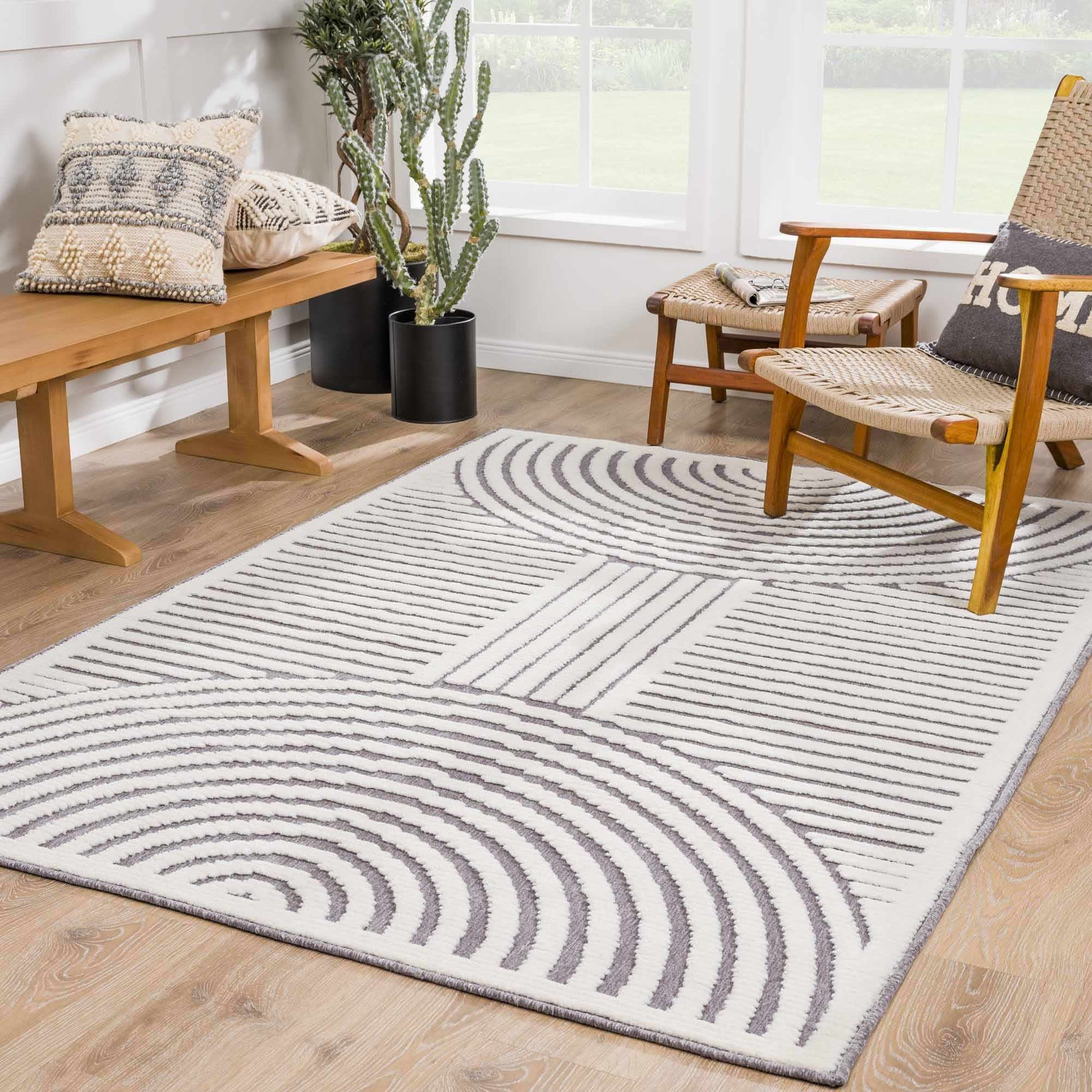 Deron Gray Rainbow Washable Rug - Tree of Life