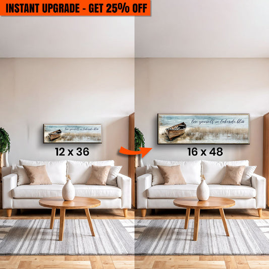 Upgrade Your 36x12 Inches Canvas 'Lose Yourself in Lakeside Bliss Lake House Coastal Sign' To 48x16 Inches Canvas - Tree of Life