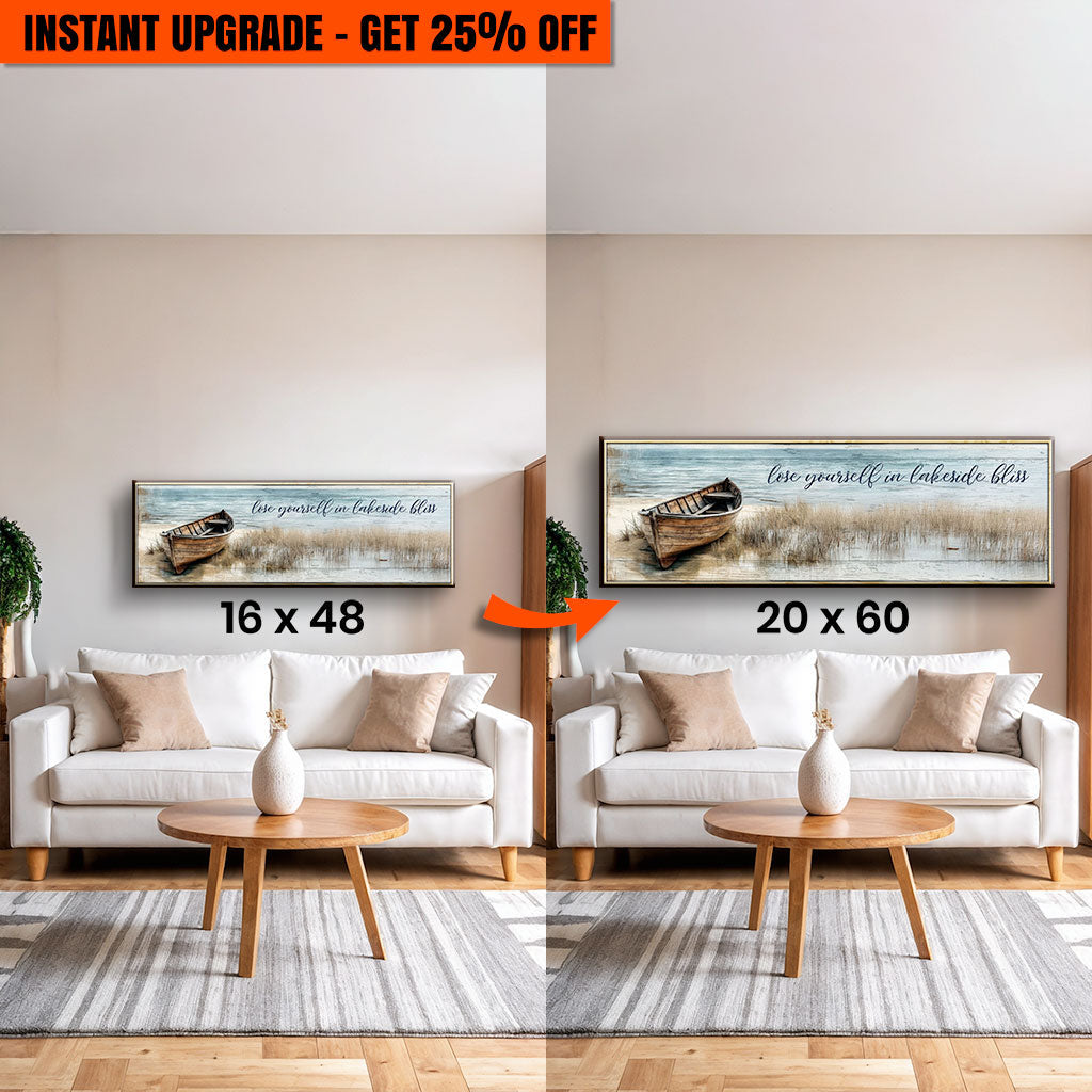 Upgrade Your 48x16 Inches Canvas 'Lose Yourself in Lakeside Bliss Lake House Coastal Sign' To 60x20 Inches Canvas - Tree of Life