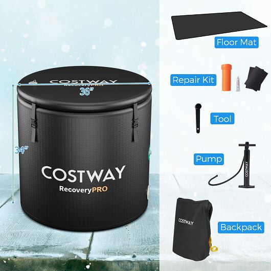 79 Gal Water Chiller Compatible Cold Plunge Tub with Cover-Black - Tree of Life