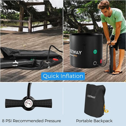 79 Gal Water Chiller Compatible Cold Plunge Tub with Cover-Black - Tree of Life