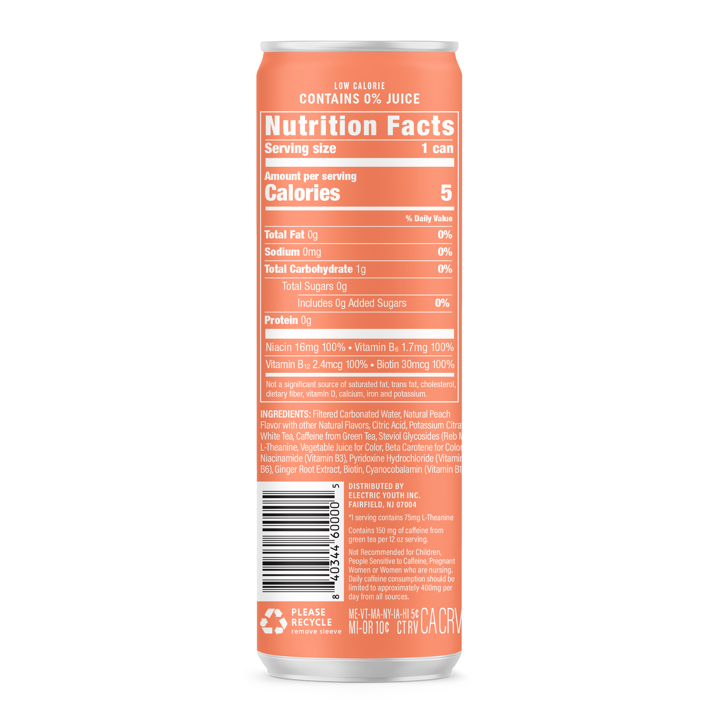Energy Drink - Sparkling Peach Tea  (12 cans) - Tree of Life