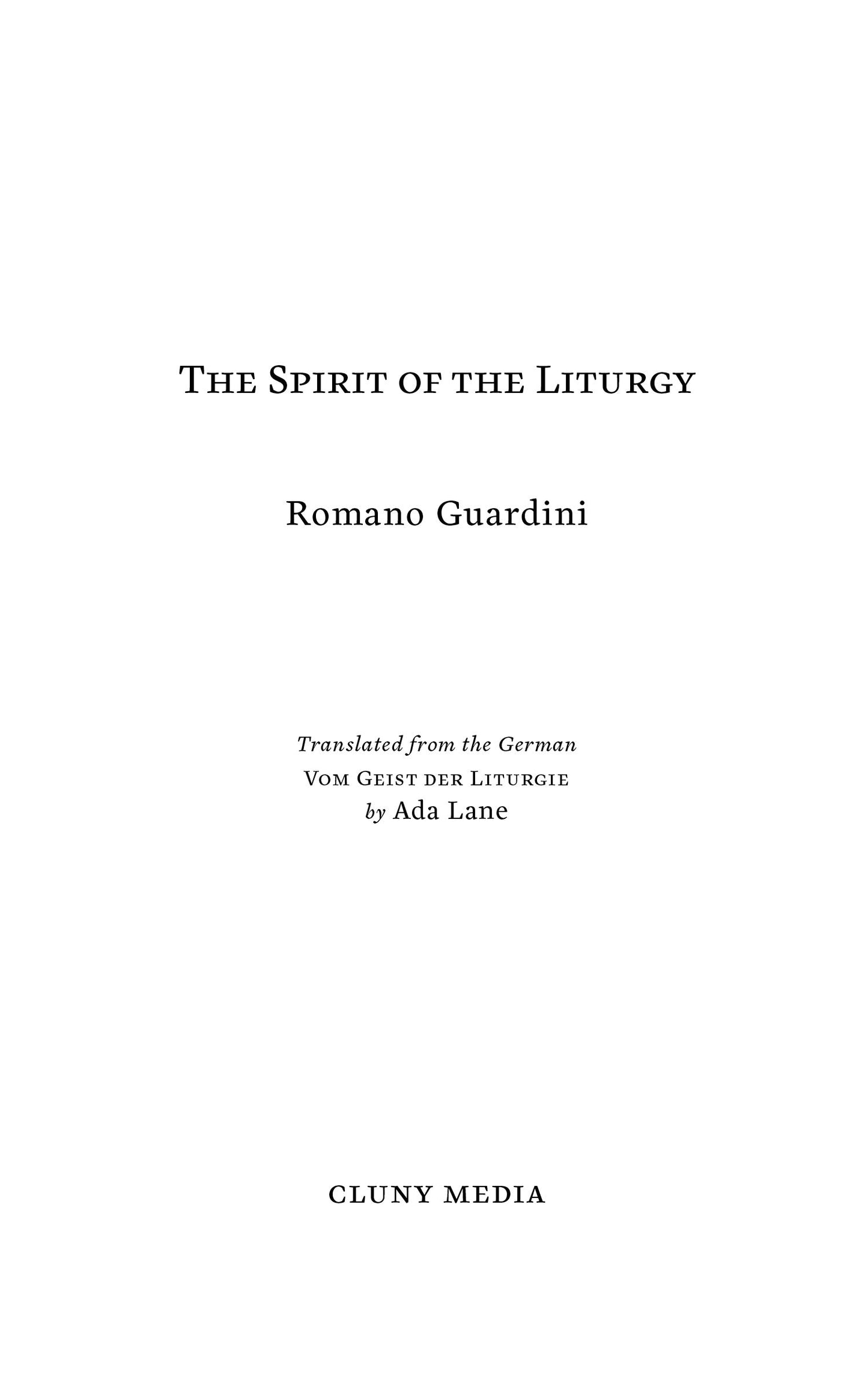 The Spirit of the Liturgy