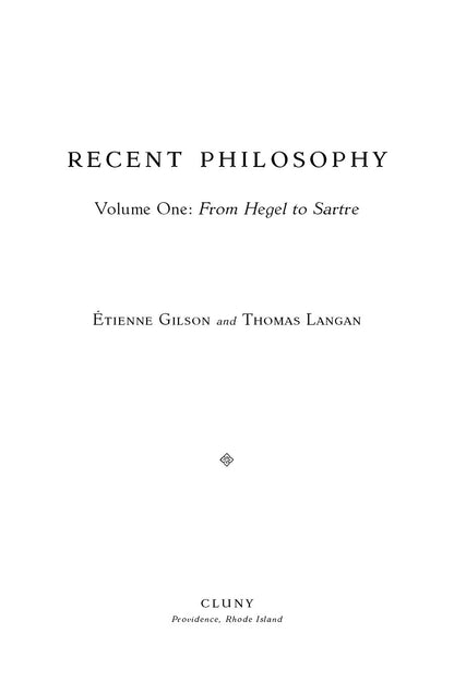 Recent Philosophy, Volume 1