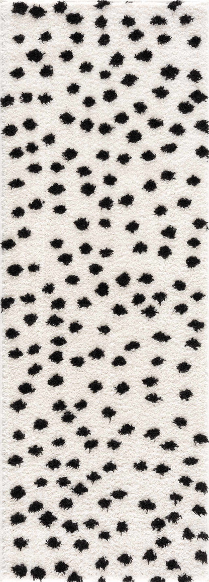 Cansu Black & White Dotted Area Rug - Tree of Life