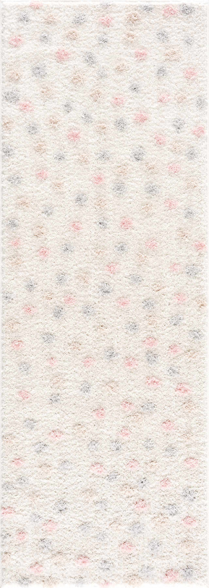 Cansu Pink & Cream Dotted Area Rug - Tree of Life