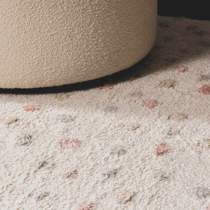Cansu Pink & Cream Dotted Area Rug - Tree of Life