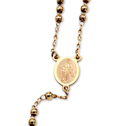 Traditional Rose Gold Rosary Necklace Five Decade Catholic Prayer Beads 3mm - Tree of Life