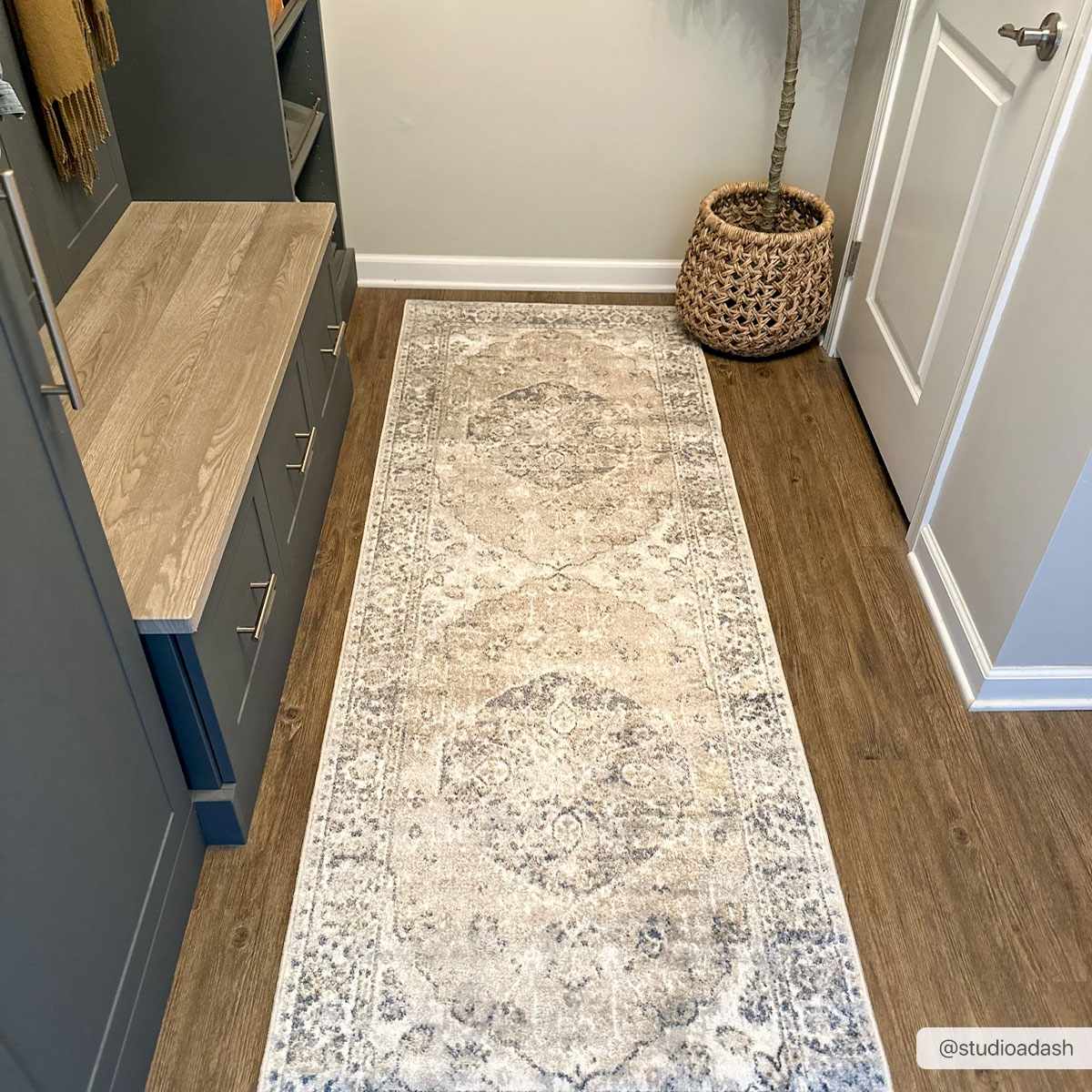 Rudo Beige Flat Pile Washable Rug - Tree of Life