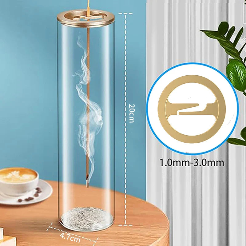Modern Glass Incense Burner Anti-Ash Flying Incense Holder with Removable Glass Ash Catcher for Home Decor Yoga Meditation - Tree of Life