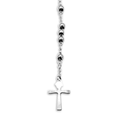 Traditional Silver Rosary Necklace Five Decade Catholic Prayer Beads  3mm - Tree of Life