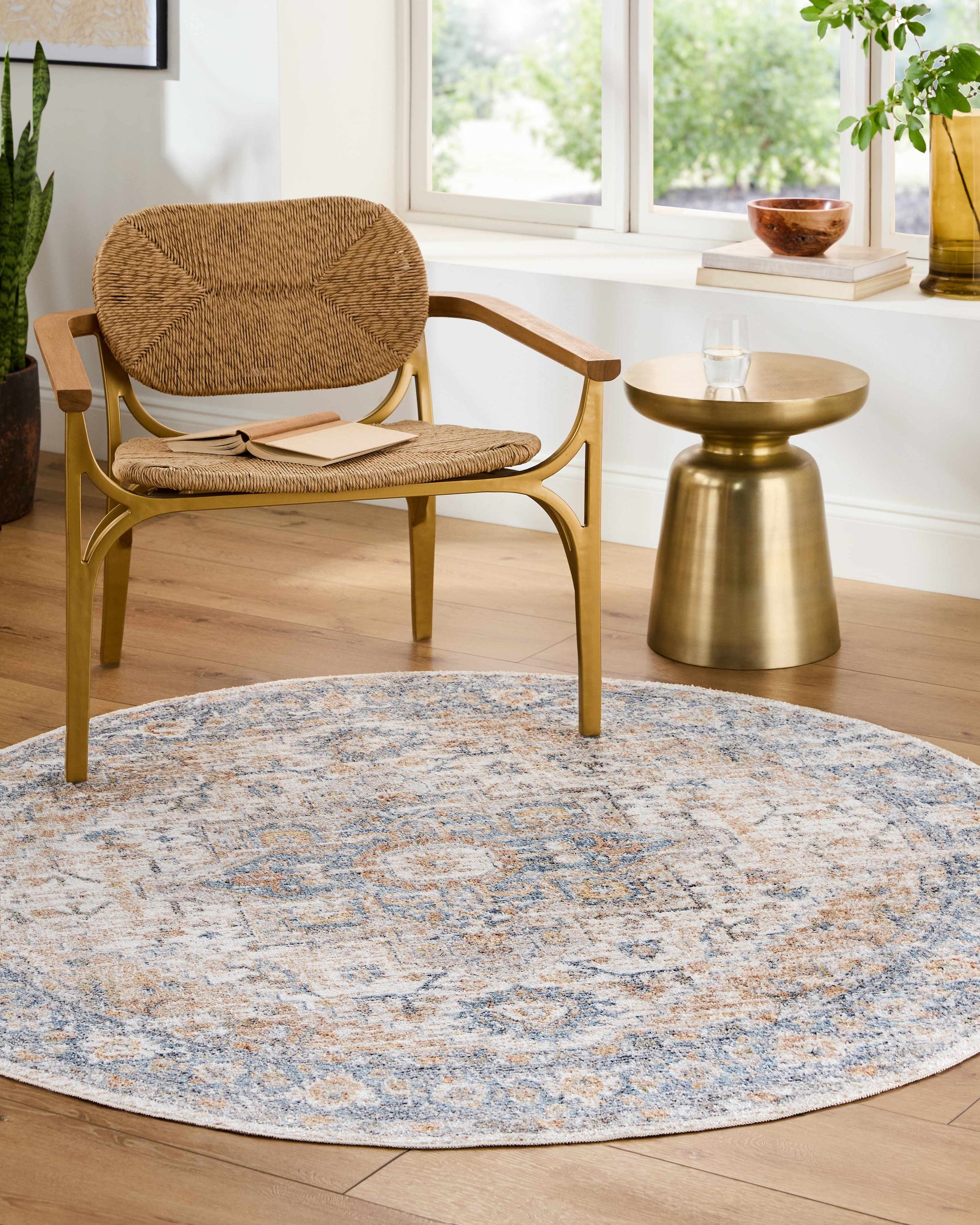 Ezri Cream Washable Area Rug - Tree of Life
