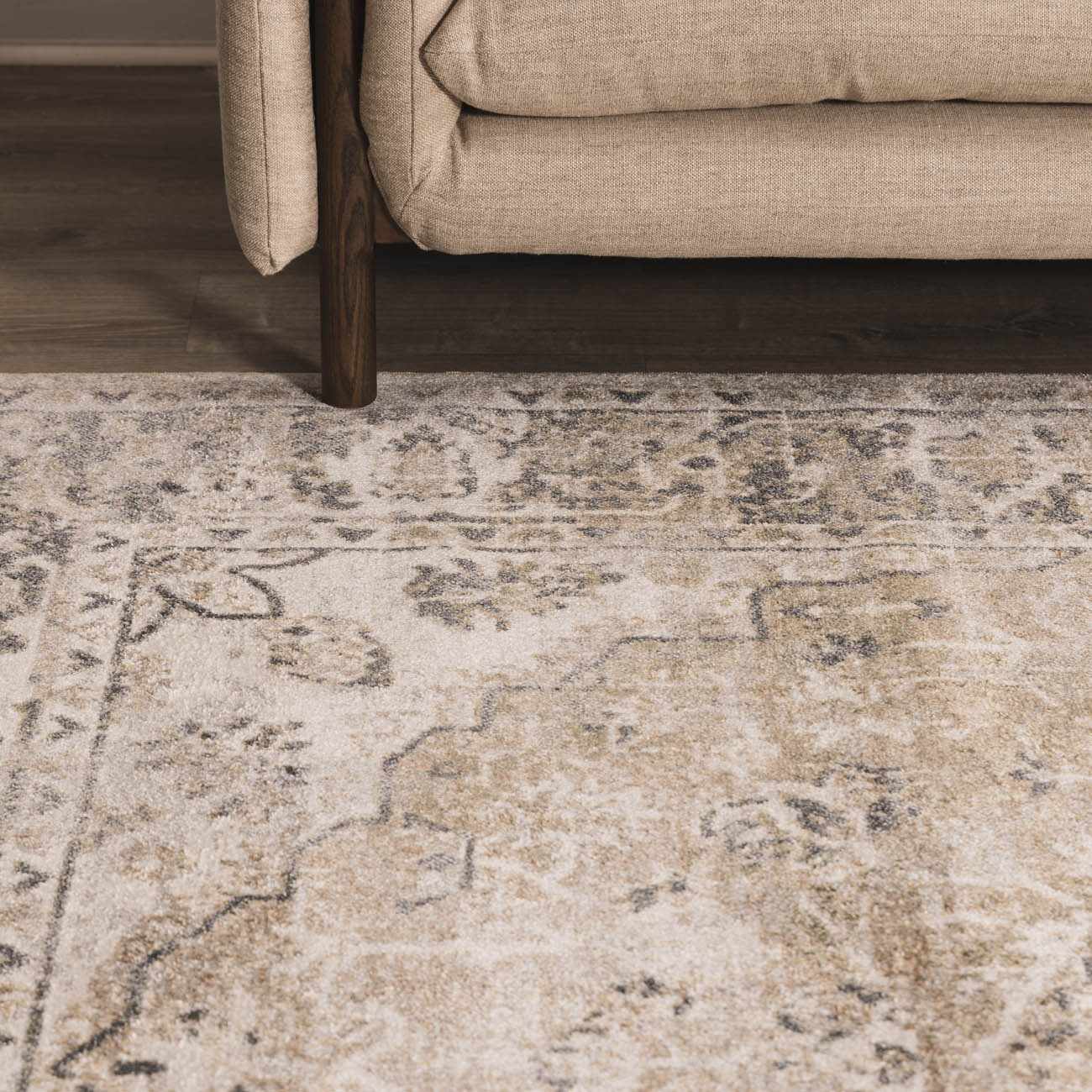 Rudo Beige Flat Pile Washable Rug - Tree of Life