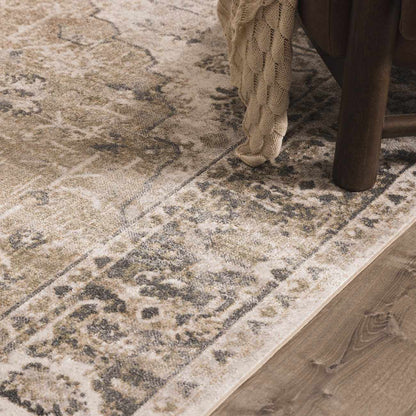 Rudo Beige Flat Pile Washable Rug - Tree of Life