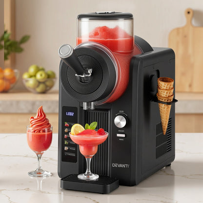Devanti 2L Slushie Machine Ice Cream Maker Frozen Smoothies Milkshakes Black - Tree of Life