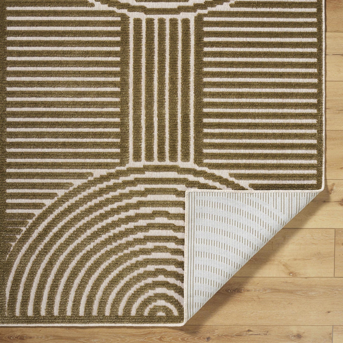 Deron Khaki Washable Area Rug - Tree of Life