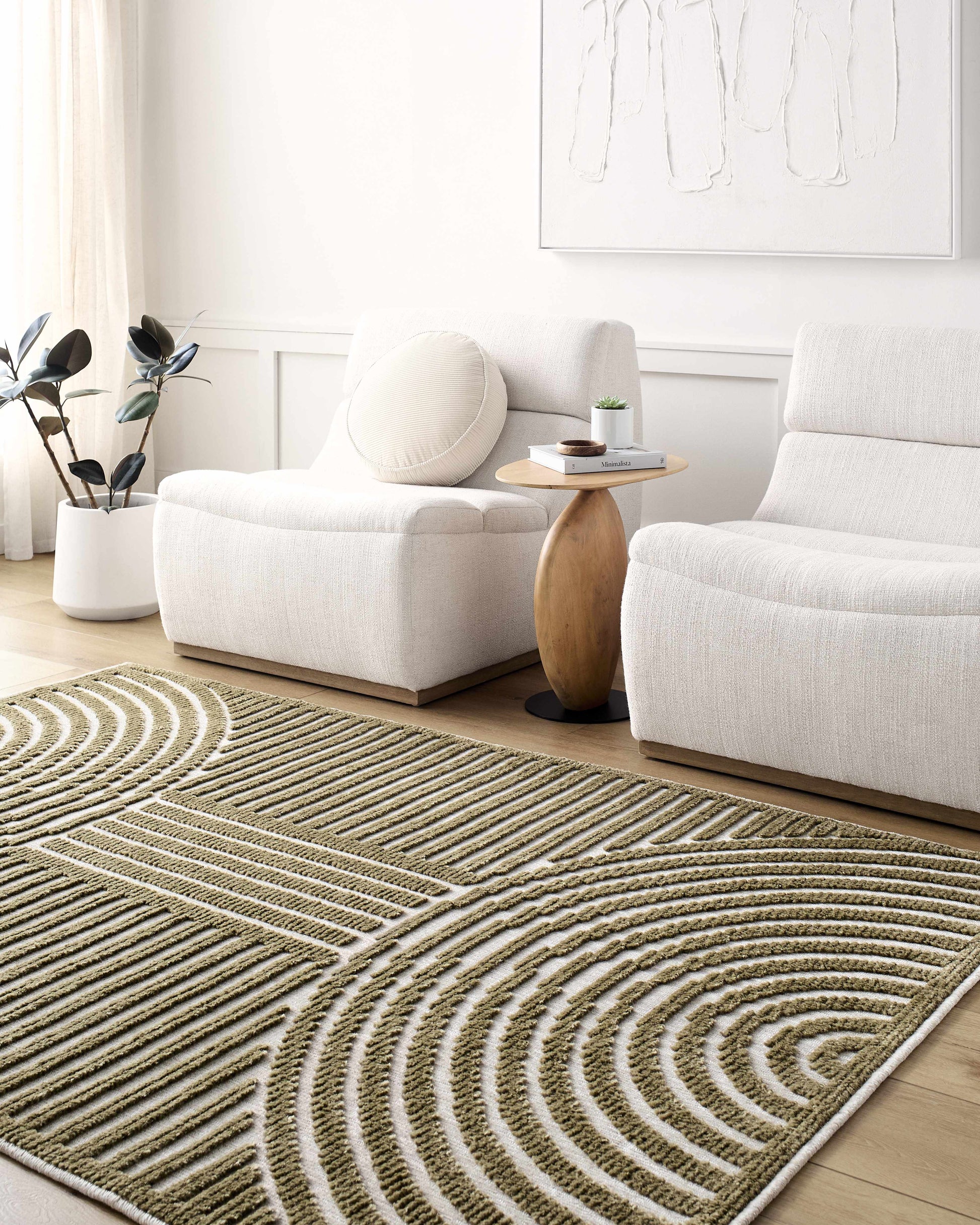 Deron Khaki Washable Area Rug - Tree of Life