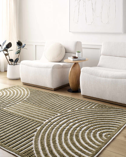 Deron Khaki Washable Area Rug - Tree of Life