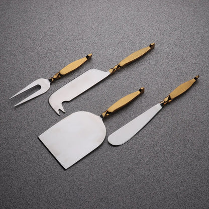 TWISTED URBAN GOLD CHEESE KNIFE 4 PC. SET - Tree of Life