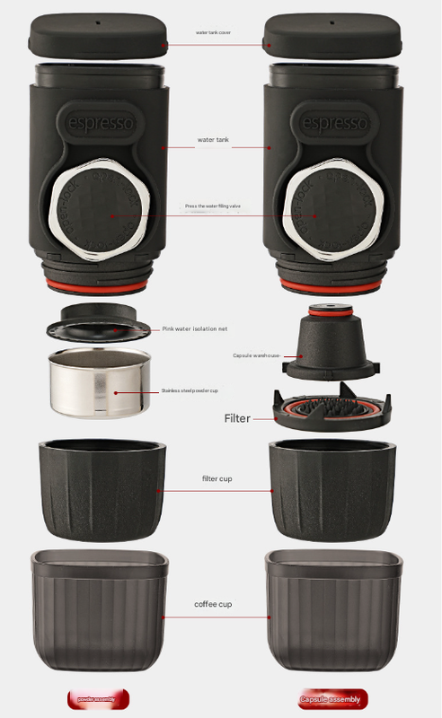 Portable Hand-Press Espresso Maker - Compact Capsule & Powder Coffee Machine-3