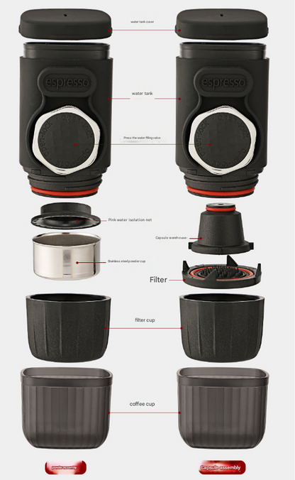 Portable Hand-Press Espresso Maker - Compact Capsule & Powder Coffee Machine-3
