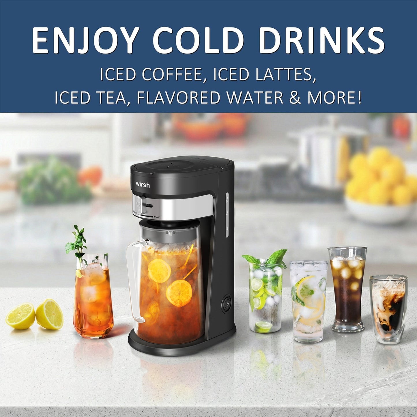 Wirsh Iced Coffee Maker,  Iced Tea Maker with 85 Ounce Pitcher,Strength Control and Reusable Filter - Tree of Life