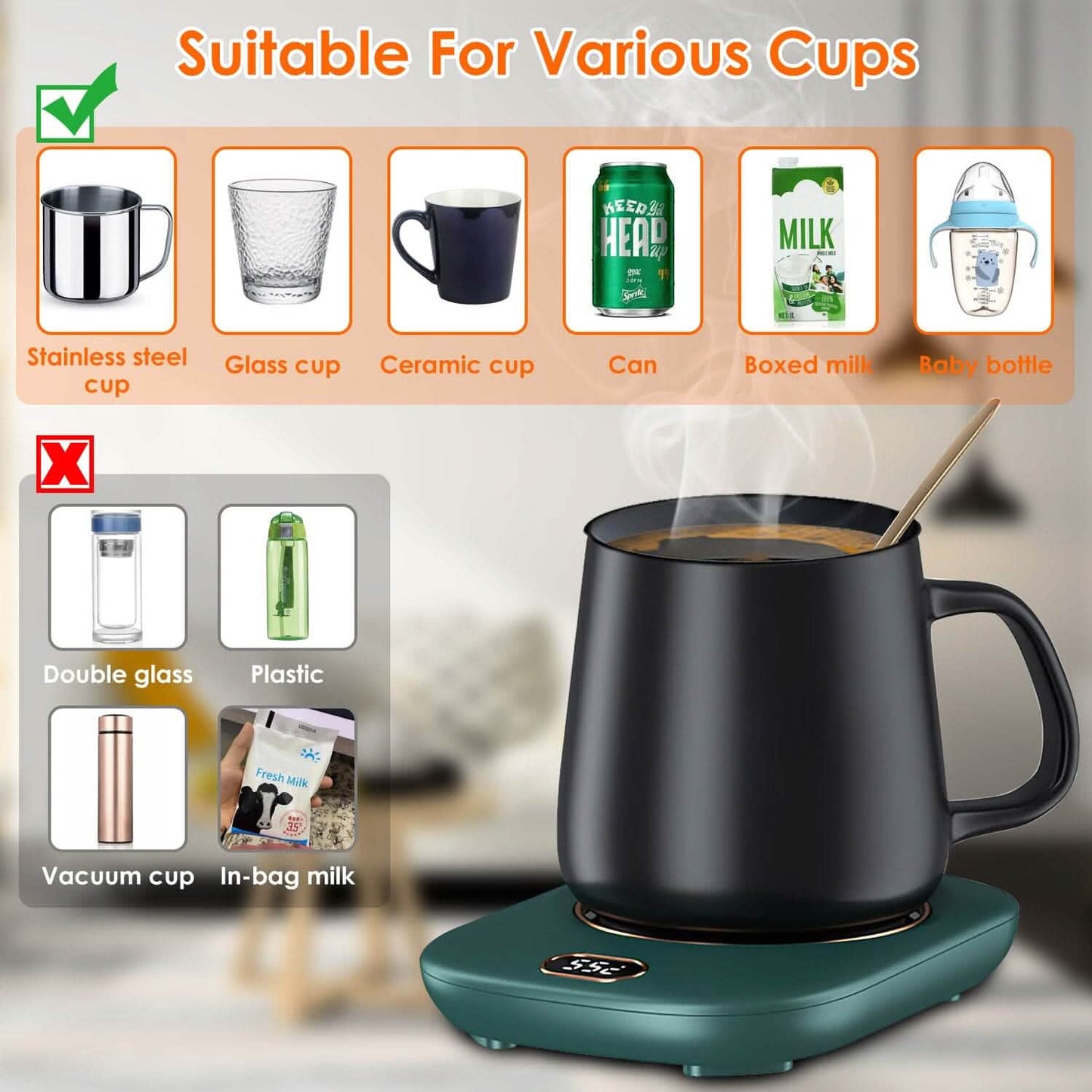 Auto Shut Off USB Coffee Mug Heating Plate with 3 Temperature Setting - Tree of Life