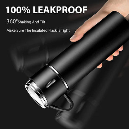 Coffee Thermos 500ml Water Bottle Portable Thermal Travel Sports Mug In-Car Insulated Cup Stainless Steel Vacuum Flasks Double Layer Stainless Steel Vacuum Flask Set with 3 Cups Including Lid - Tree of Life