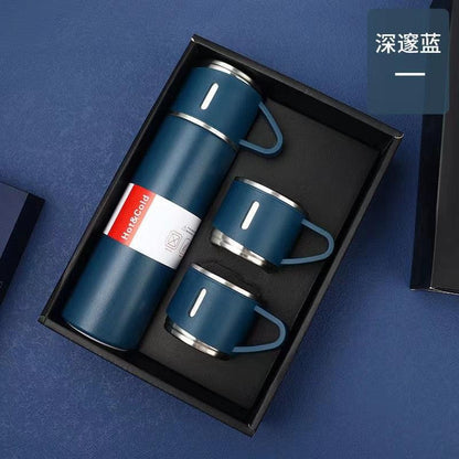 Coffee Thermos 500ml Water Bottle Portable Thermal Travel Sports Mug In-Car Insulated Cup Stainless Steel Vacuum Flasks Double Layer Stainless Steel Vacuum Flask Set with 3 Cups Including Lid - Tree of Life