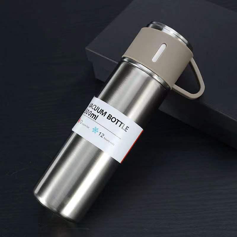 Coffee Thermos 500ml Water Bottle Portable Thermal Travel Sports Mug In-Car Insulated Cup Stainless Steel Vacuum Flasks Double Layer Stainless Steel Vacuum Flask Set with 3 Cups Including Lid - Tree of Life