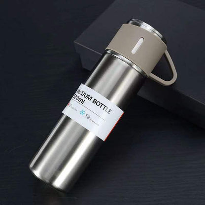Coffee Thermos 500ml Water Bottle Portable Thermal Travel Sports Mug In-Car Insulated Cup Stainless Steel Vacuum Flasks Double Layer Stainless Steel Vacuum Flask Set with 3 Cups Including Lid - Tree of Life