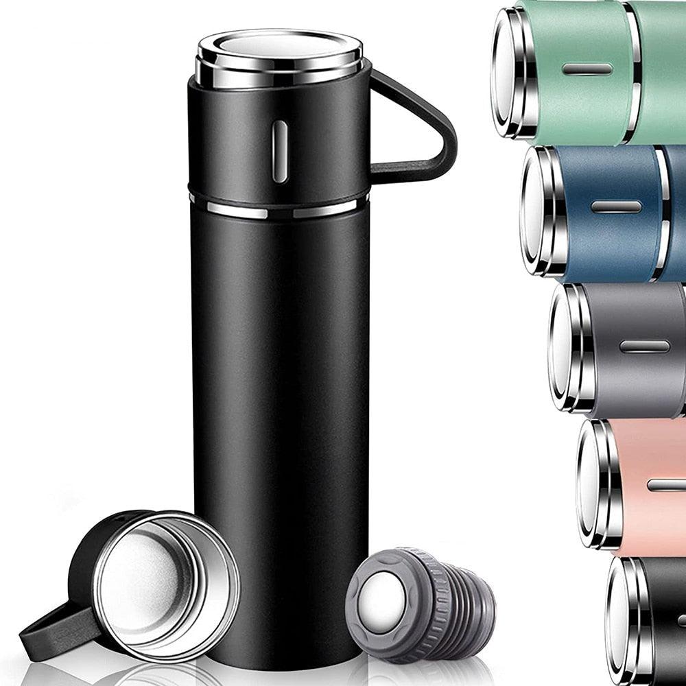 Coffee Thermos 500ml Water Bottle Portable Thermal Travel Sports Mug In-Car Insulated Cup Stainless Steel Vacuum Flasks Double Layer Stainless Steel Vacuum Flask Set with 3 Cups Including Lid - Tree of Life