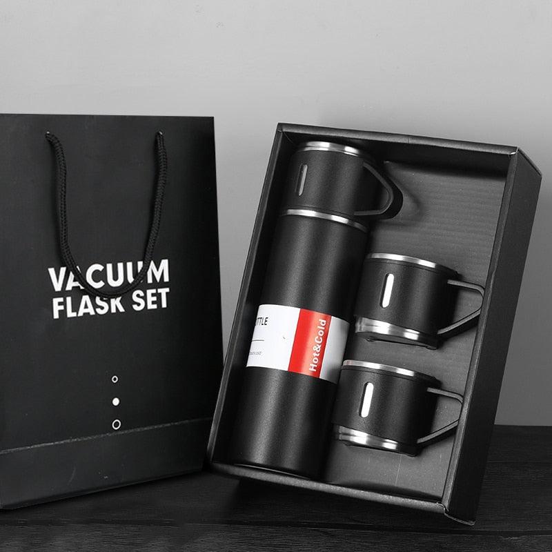 Coffee Thermos 500ml Water Bottle Portable Thermal Travel Sports Mug In-Car Insulated Cup Stainless Steel Vacuum Flasks Double Layer Stainless Steel Vacuum Flask Set with 3 Cups Including Lid - Tree of Life