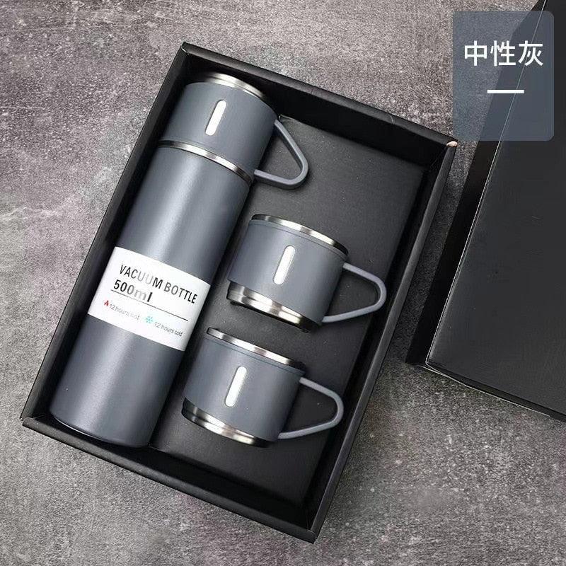 Coffee Thermos 500ml Water Bottle Portable Thermal Travel Sports Mug In-Car Insulated Cup Stainless Steel Vacuum Flasks Double Layer Stainless Steel Vacuum Flask Set with 3 Cups Including Lid - Tree of Life