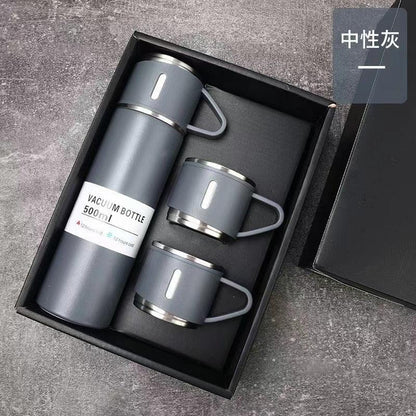 Coffee Thermos 500ml Water Bottle Portable Thermal Travel Sports Mug In-Car Insulated Cup Stainless Steel Vacuum Flasks Double Layer Stainless Steel Vacuum Flask Set with 3 Cups Including Lid - Tree of Life