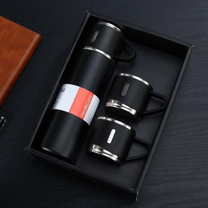 Coffee Thermos 500ml Water Bottle Portable Thermal Travel Sports Mug In-Car Insulated Cup Stainless Steel Vacuum Flasks Double Layer Stainless Steel Vacuum Flask Set with 3 Cups Including Lid - Tree of Life