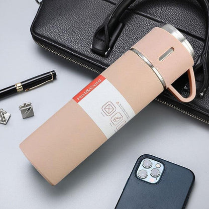 Coffee Thermos 500ml Water Bottle Portable Thermal Travel Sports Mug In-Car Insulated Cup Stainless Steel Vacuum Flasks Double Layer Stainless Steel Vacuum Flask Set with 3 Cups Including Lid - Tree of Life