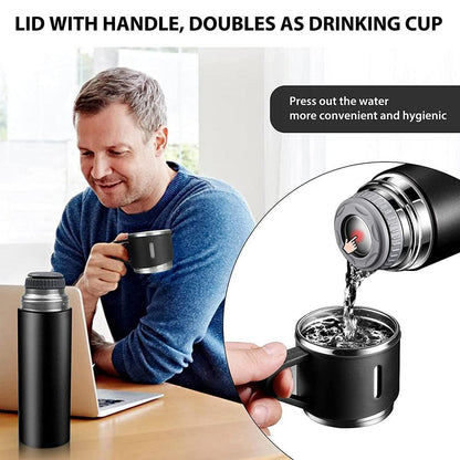 Coffee Thermos 500ml Water Bottle Portable Thermal Travel Sports Mug In-Car Insulated Cup Stainless Steel Vacuum Flasks Double Layer Stainless Steel Vacuum Flask Set with 3 Cups Including Lid - Tree of Life