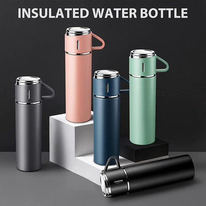 Coffee Thermos 500ml Water Bottle Portable Thermal Travel Sports Mug In-Car Insulated Cup Stainless Steel Vacuum Flasks Double Layer Stainless Steel Vacuum Flask Set with 3 Cups Including Lid - Tree of Life