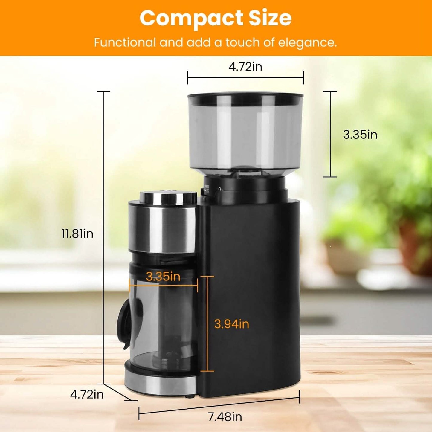 Conical Bur Coffee Bean Electric Grinder with 25 Grind Settings - Tree of Life