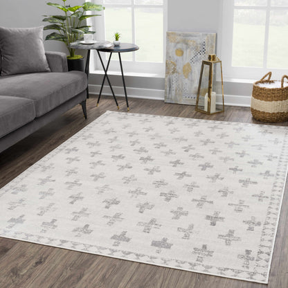 Tigris Swiss Cross Ivory&Gray Area Rug - Clearance - Tree of Life