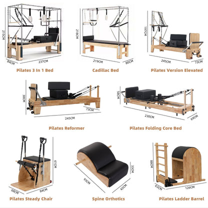 Folding Professional Solid Wood Pilates Reformer - Tree of Life