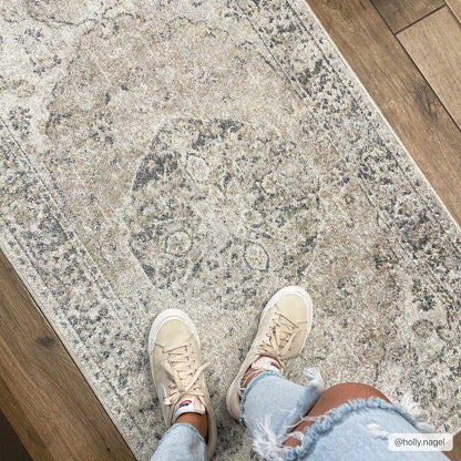 Rudo Beige Flat Pile Washable Rug - Tree of Life