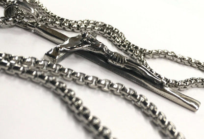 3d ancient crucifix cross catholic orthodox rosary waterproof hypoallergenic stainless steel chain and necklace for men - Tree of Life