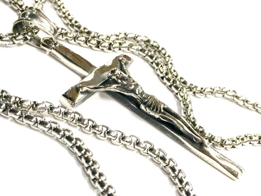 3d ancient crucifix cross catholic orthodox rosary waterproof hypoallergenic stainless steel chain and necklace for men - Tree of Life