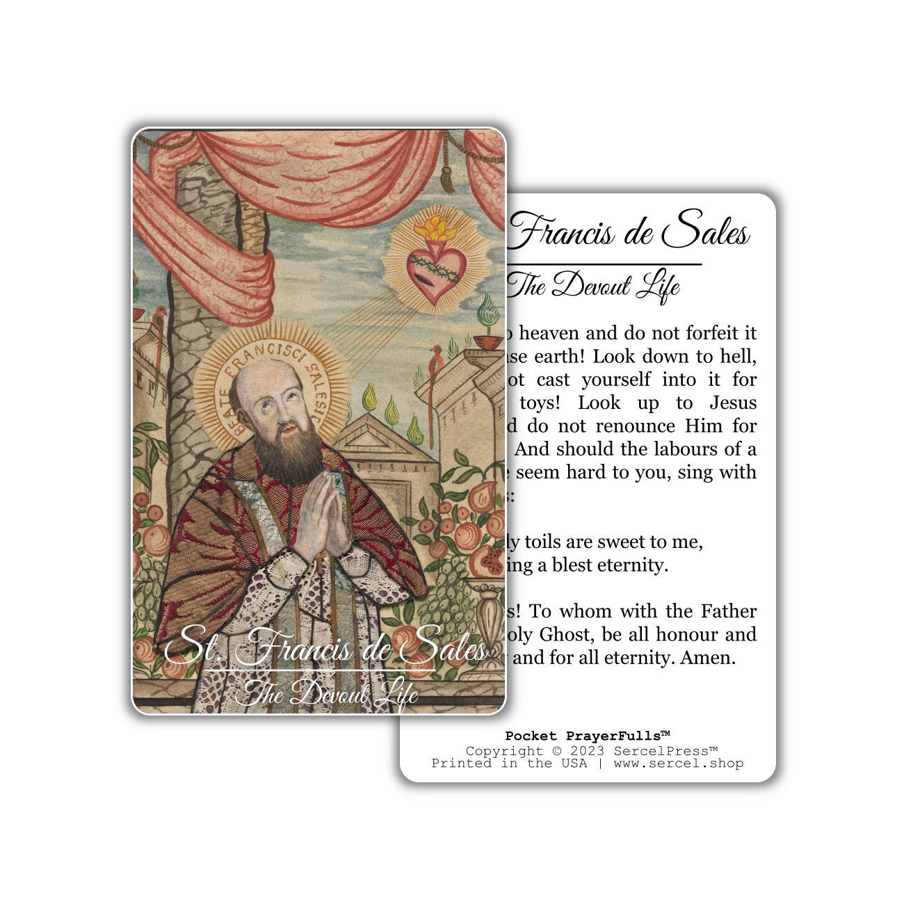 St. Francis de Sales, The Devout Life: Pocket PrayerFulls™ | Durable Wallet Holy Cards | Catholic Saints - Tree of Life