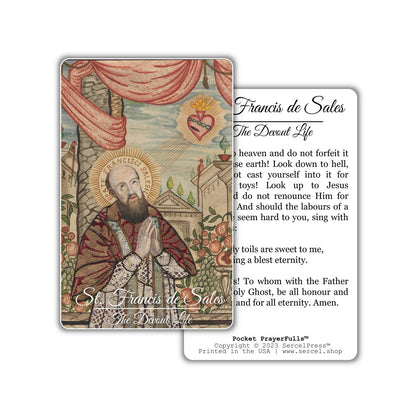 St. Francis de Sales, The Devout Life: Pocket PrayerFulls™ | Durable Wallet Holy Cards | Catholic Saints - Tree of Life