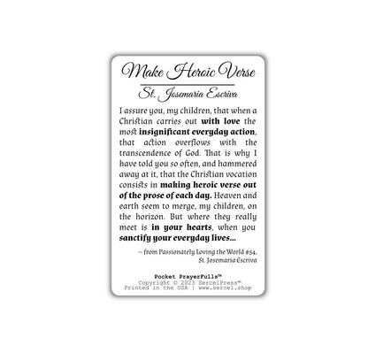 St. Josemaria Escriva, Make Heroic Verse: Pocket PrayerFulls™ | Durable Wallet Prayer Cards | Catholic Saints - Tree of Life