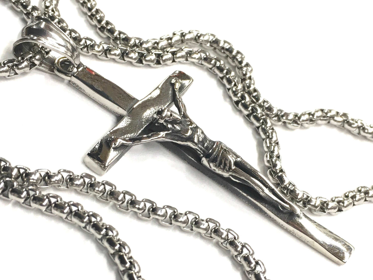 3d ancient crucifix cross catholic orthodox rosary waterproof hypoallergenic stainless steel chain and necklace for men - Tree of Life