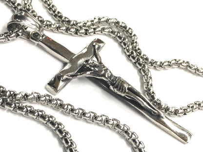 3d ancient crucifix cross catholic orthodox rosary waterproof hypoallergenic stainless steel chain and necklace for men - Tree of Life